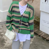 Preppy Aesthetic Sweater Spring and Autumn Vintage Stripe Loose Sweaters