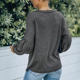 Women Fall Outfits Autumn and Winter V-neck Design Loose Bottoming Shirt Long Sleeve T-shirt