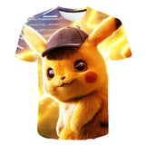 Men and Women Pokemon Pikachu T Shirt Bao Ke Meng Pikachu 3D Digital Printing