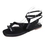 Women Open Toe Sandals Flats Summer Ruffles Strap Sandals Fashion Flat Sandals for Women