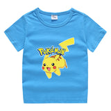 Children Pokemon Pikachu T Shirt Cotton Short Sleeve round Neck T-shirt Casual Sports