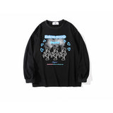Mens Fall Outfits Thin Sweater Male and Female Couples Wear Loose Leopard Print Letters Printed Crew Neck Top