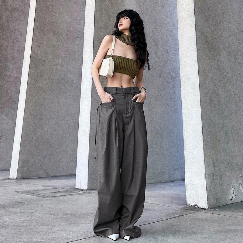Julia Fox Low Rise Trousers Retro Wide Casual Trousers