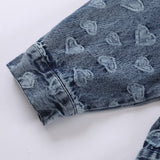 Men Denim Coat Jean Jackets Jacquard Washed Denim Jacket Men's Loose Lapels Workwear Jacket Top