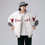 White Varsity Jacket Spring/Summer Men's Jacket College Style Embroidered Loose Baseball Jacket Men's Jacket