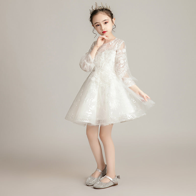 Princess Charlotte Flower Girl Dress Birthday Princess  Tulle Tutu Wedding Evening Dress Host Costume for Piano Performance