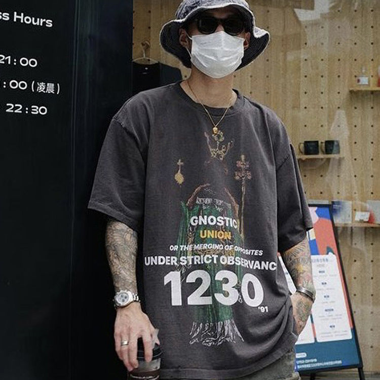 Rrr123 T Shirt Washed Old Loose Couple T-shirt