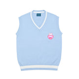 Men Sweater Vest Love Embroidered Knitwear Vest Men's BF Idle Style V-neck Sweater Vest Sleeveless Pullover