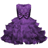 Toddler Girls Sequin Gown Dress Children Shirt Lace Girl Dress Inserted Beads Bow Princess Dress