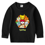 Children Pokemon Pikachu Hoodie Spring and Autumn Cotton round Neck Long Sleeve T-shirt