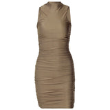 Victoria Beckham Dresses Women's Spring Fashion Sexy round Neck Sleeveless Slim Dress