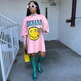 Smiley Face T Shirt Loose Letter Print Sports Casual Smiley Face Short Sleeve