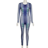 Summer Sexy Fashion Printed Long Sleeve Slim Casual Sports One-Piece Trousers For Women