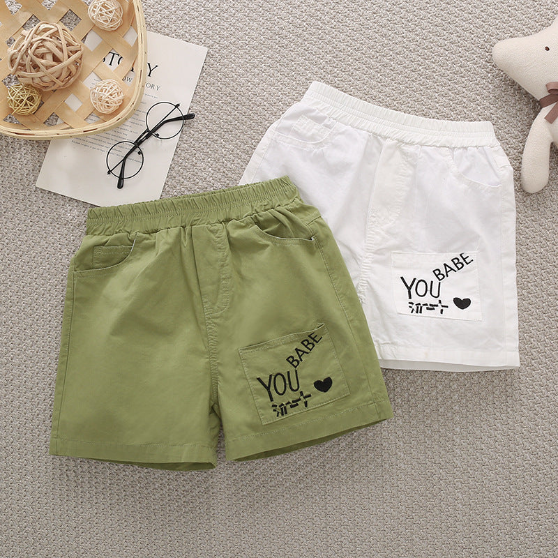 Summer Pants Summer Fashion Casual Children 'S Shorts Letters Solid Color Loose Cargo Pants