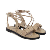 Flat Dress Sandals Summer Square Heel Rivet Plus Size Hollow-out Buckle Casual Sandals