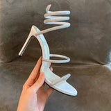 Nude Block Heel Peep Toe Stiletto Sandals