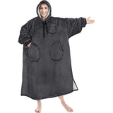 Hoodies Blankets Autumn and Winter Solid Color Plaid Lazy Blanket Hooded Multi-Pocket Casual