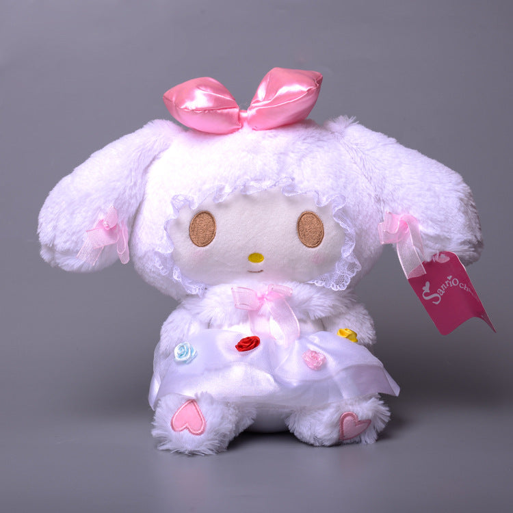 My Melody Plush Girly Heart Cute Cartoon White Pink Bow Melody Plush Toy Doll Children Doll Kulomi