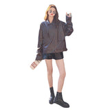 Cute Leather Jacketpu Leather Coat Women's Spring and Autumn French Loose Motorcycle Jacket Versatile Zipper Top