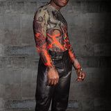Rave Outfits Men Long Sleeve Sexy Close-Fitting Top Casual Fashion Printing
