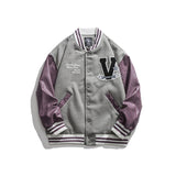 Varsity Jacket Vintage Men's Autumn Coat Campus Color Contrast Patchwork Baseball Collar Casual Jacket