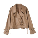 Cute Leather Jacket Loose Slimming Motorcycle Spring and Autumn Leather Coat