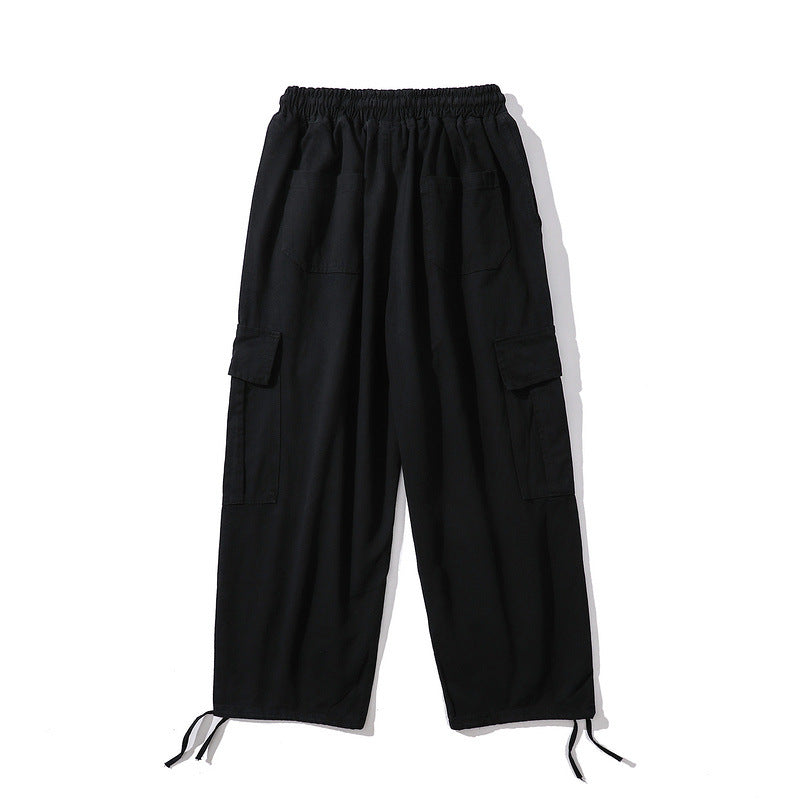Man Fall Outfits Cargo Pants Straight Wide-Leg Pants Bloomers Men's Ankle-Tied Cargo Overalls BF Style