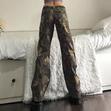 Julia Fox Low Rise Trousers Vintage Distressed Camouflage Jeans