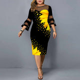 Nina Parker Black Dress Printed Voile plus Size Dress