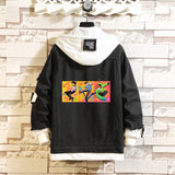 Comic Denim Jacket Dreamwastaken Man and Woman Cartoon Denim Coat Top