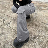Julia Fox Low Rise Trousers Gray Overalls Loose Straight Jeans