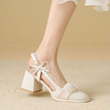 Nude Block Heel Peep Toe Mary Jane Women's Shoes