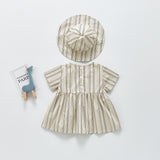 Summer Rompers Striped Romper Dress Hat