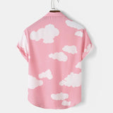 Men Hawaii Shirts Summer Loose Beach Lining