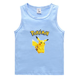 Children Pokemon Pikachu T Shirt Cotton Leisure Sweat Absorption Solid Color