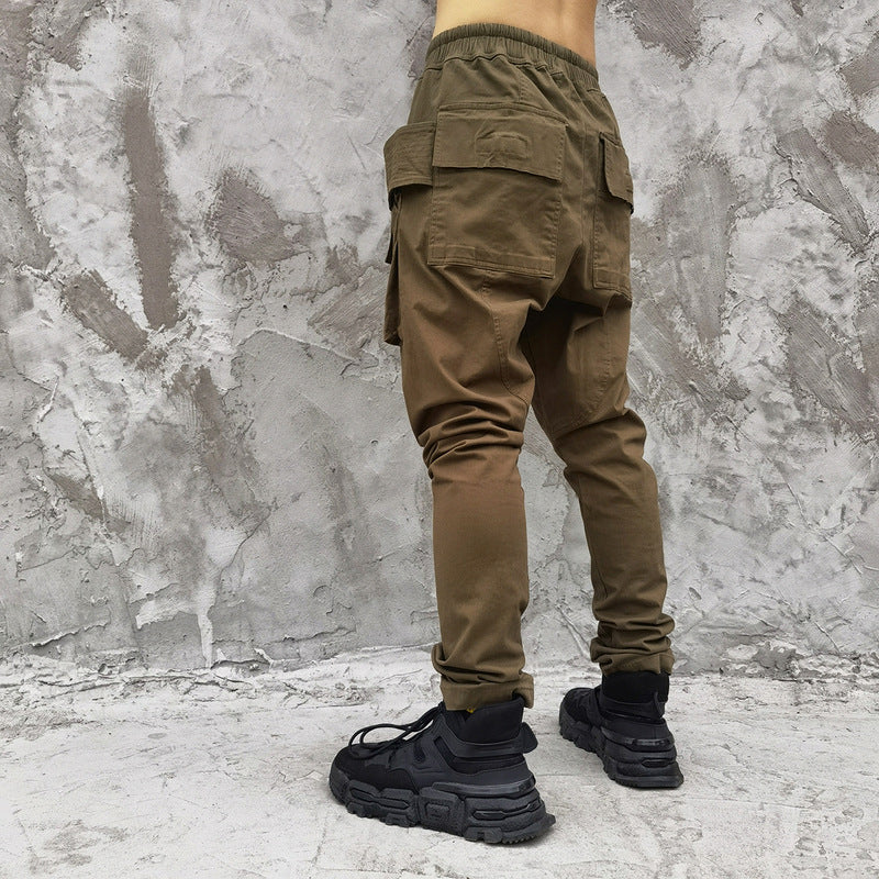Man Fall Outfits Cargo Pants Functional Overalls Men's Dark High Street Slim Fit Multi-Pocket Casual Trousers