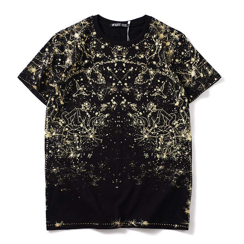 GVC T Shirt Starry Sky Pattern Pure Cotton Loose Short Sleeve Male