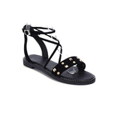 Flat Dress Sandals Summer Square Heel Rivet Plus Size Hollow-out Buckle Casual Sandals