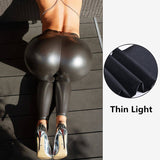 Brown Leather Pants Leggings Color PU Leather Pants Women High-Waisted Trousers