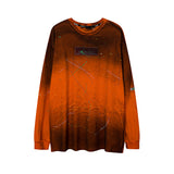 Mens Fall Outfits High Street Diamond-Embedded T Shirt Men and Women Hiphop Couple's Tops Distressed Long Grapefruit
