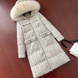 Women Winter Coats Puffer Jacket Down Coat Winter Fashion Mid-Length Fox Fur Collar Down Jacket Coat for Women