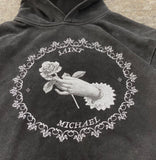 Saint Michael Hoodie Heavy Hooded Sweater Rose Pattern Fog Vintage Distressed