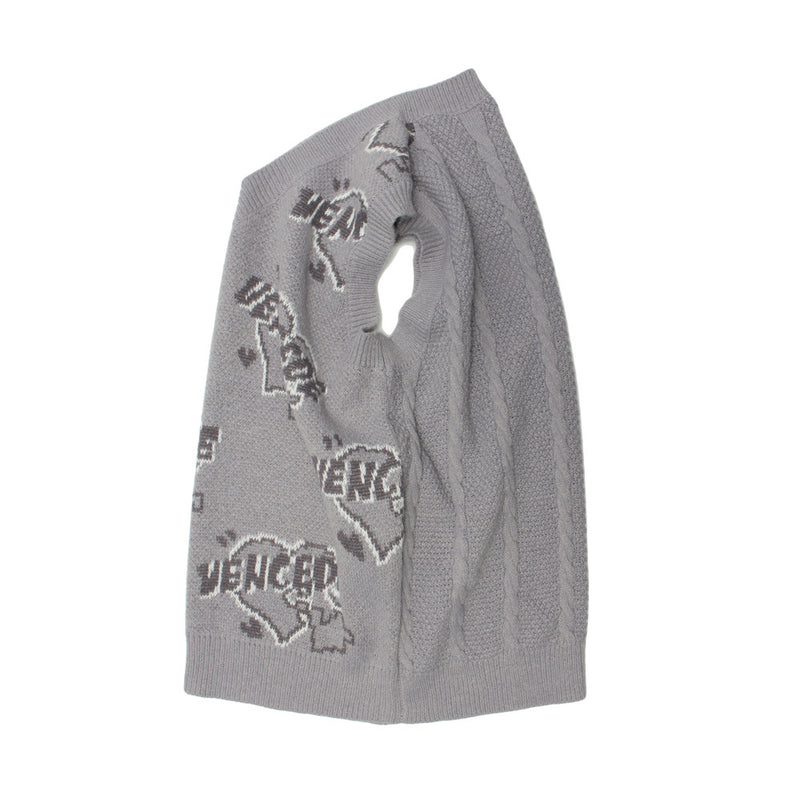 Men Sweater Vest Heart Letter Jacquard V-neck Sweater Waistcoat Men Idle Style Loose Sleeveless Sweater Vest