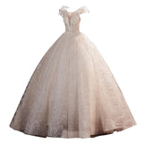 Women'S Evening Dress Ball Gown Princess Quinceanera Wedding Dresses Off-Shoulder Starry Sky Puffy Wedding Dress