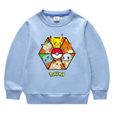 Children Pokemon Pikachu Hoodie round Neck Sweater Cotton Neutral