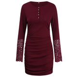 Women's Fall Outfits Autumn and Winter round Neck Slimming Long Sleeves Dress