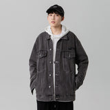 Denim Varsity Jacket Street Retro Loose Denim Jacket Men's Autumn and Winter New Washed Jacket