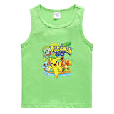 Children Pokemon Pikachu T Shirt Cotton Leisure Sweat-Absorbent Solid Color Vest