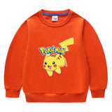 Children Pokemon Pikachu Hoodie Men and Women Baby Cotton Top