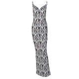 Victoria Beckham Dresses Women's Summer Fashion Printed V-neck Backless Strap Dress